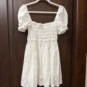 Altar'd State White Floral Smocked Mini Dress, Size Small
